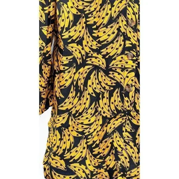 FARM RIO NWT Black Spotted Banana Print Mini Romper LARGE